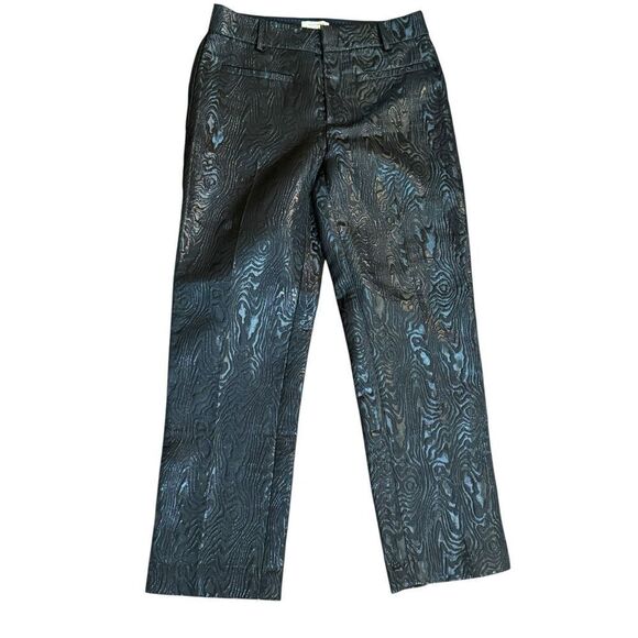 Anthropologie The Essential Slim Straight Pants Womens Sz 4 Black Motif Textured - Picture 3 of 16